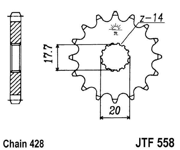 Řetězové kolečko JT JTF 558-16 16 zubů, 428